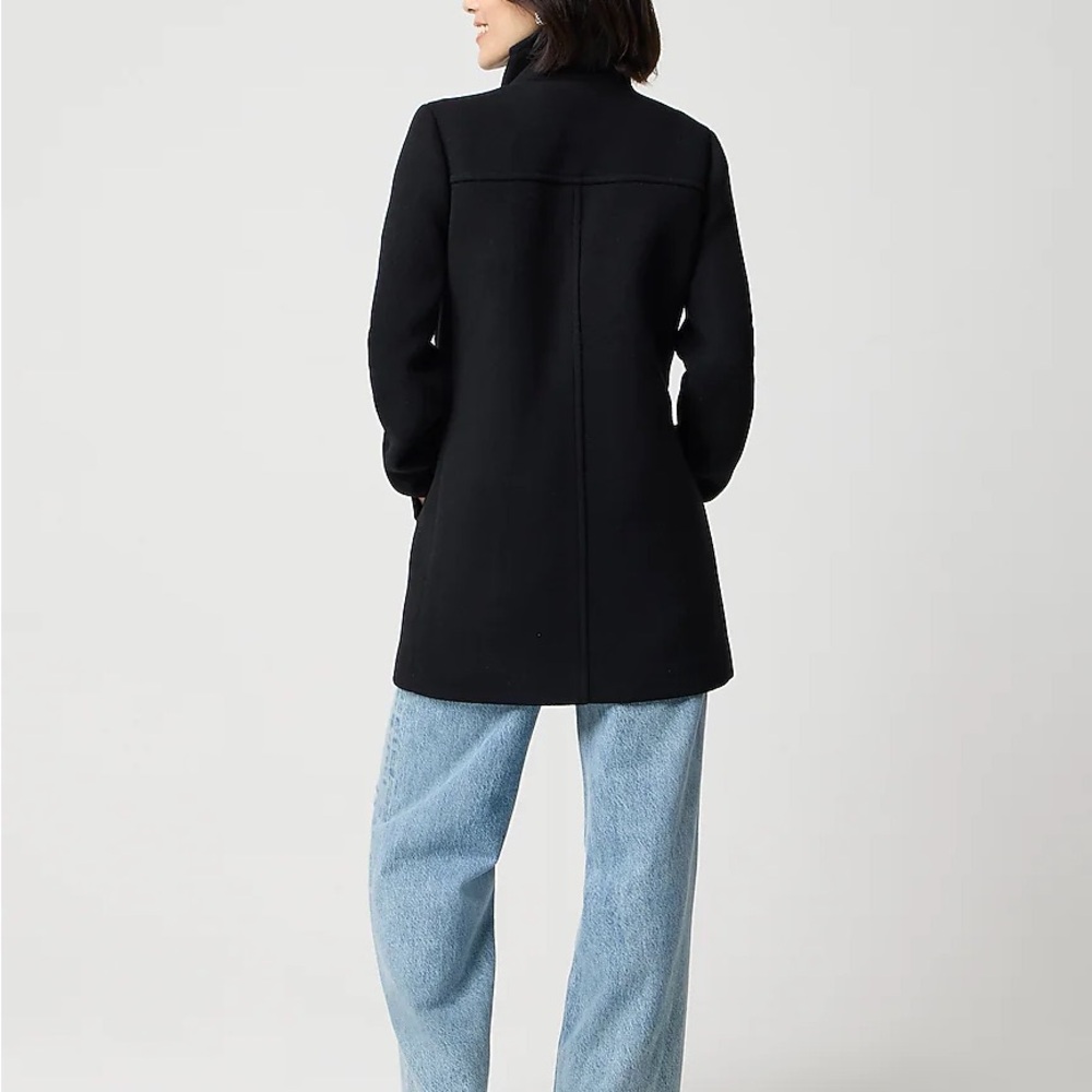 NWT J. Crew Factory Petite City Coat with Button Neck Size 6P Black - Picture 2 of 5